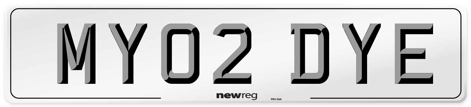MY02 DYE Number Plate from New Reg